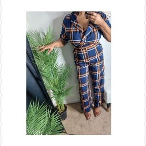 Plaid fashion jumpsuit one piece